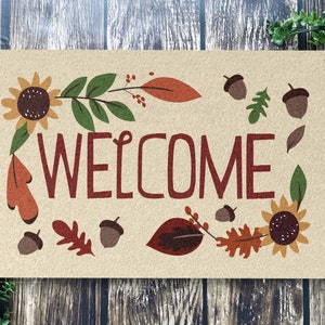 Welcome Fall Doormat, Fall Vibes Doormat, Rustic Welcome Mat, Leaf Welcome Doormat, Thanksgiving Doormat, Fall Doormat, Autumn Doormat, Coir