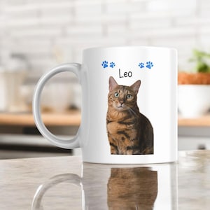 Custom Cat Mug, Personalized Cat Mug with Photo & Name, Custom Pet Mug, Cat Mom Mug, Personalized Gift for Pet Lovers, Custom Cat Coffee Mug
