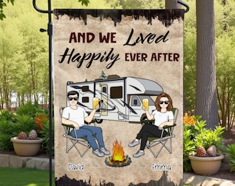 Bandera de bienvenida personalizada para autocaravanas, regalos personalizados para campistas, letrero metálico para camping, decoración para exteriores