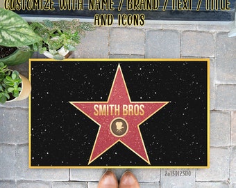 Hollywood Walk of Fame Custom Various Symbols Doormat, Customized Name/ Brand/ Title/ Text Welcome Doormat, Indoor Outdoor Welcome Rug