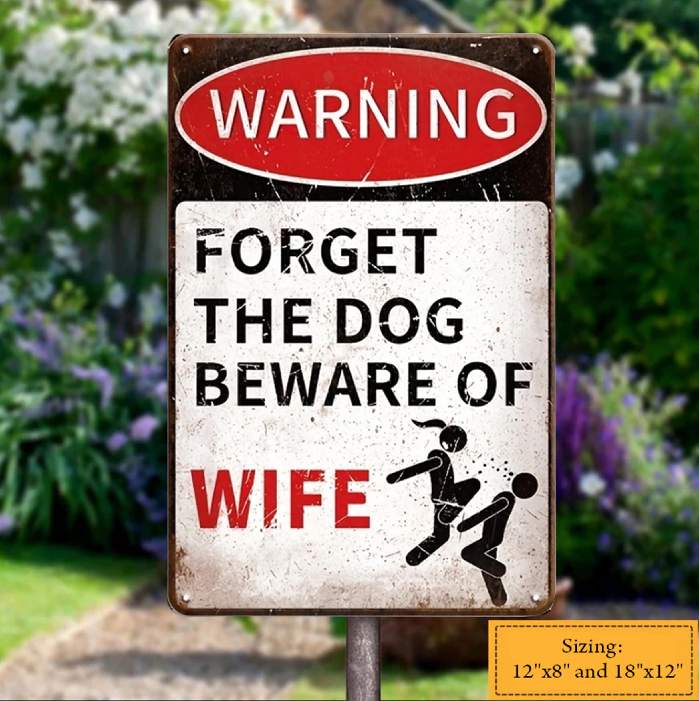 Cartello con scritta Danger Beware of Dog, in alluminio antiruggine