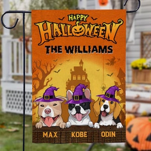 Happy Halloween Dog Flag, Dog Fall Flag, Thanksgiving Flag, Dog Yard Flag, Dog Outdoor Flag, Halloween Decor, Fall Porch Decor, Autumn Flag