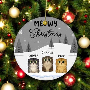 Custom Cat Ornament, Personalized Meowy Christmas, Christmas Ornament Gift, Funny Christmas Decoration, Cat Christmas Ornament, Pet Ornament