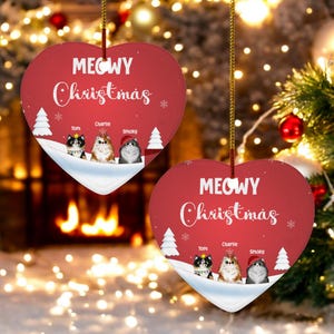 Custom Pet Name Christmas Ornament, Custom Christmas Ornament, Personalized Cat Ornament, Christmas Cat Keepsake, Personalized Meowy Catmas