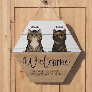 Custom Cat Door Sign, Personalized Pet Door Hanger, Custom Cat Gifts, Custom Welcome Sign, Pet Owner Gift, Custom Cat Gifts, Birthday Gift