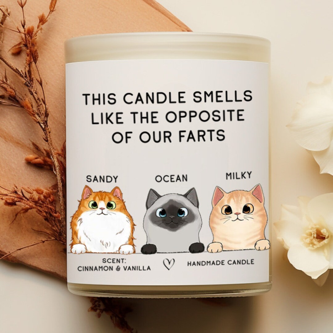 Funny Cute Customized Cat Candle, Personalized Cute Opposite of Our