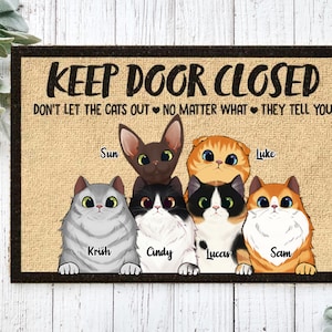 Don&#39;t Let The Cats Out Funny Personalized Doormat, Cat Decorative Welcome Mat, Custom Cat Doormat, Gift For Cat Mom,Dad, Indoor Outdoor Rug