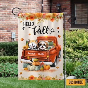 Dog Fall Flag, Dog Fall Garden Flag, Dog Welcome Flag, Thanksgiving Flag, Dog Yard Flag, Dog Outdoor Flag, Fall Porch Decor, Dog Autumn Flag