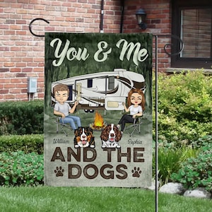Drapeau vous, moi et le chien, Drapeau de bienvenue au camping, Drapeau de camping amusant, Cadeaux de camping, Drapeau de campeur, Drapeau de feu de camp, Drapeau de camping