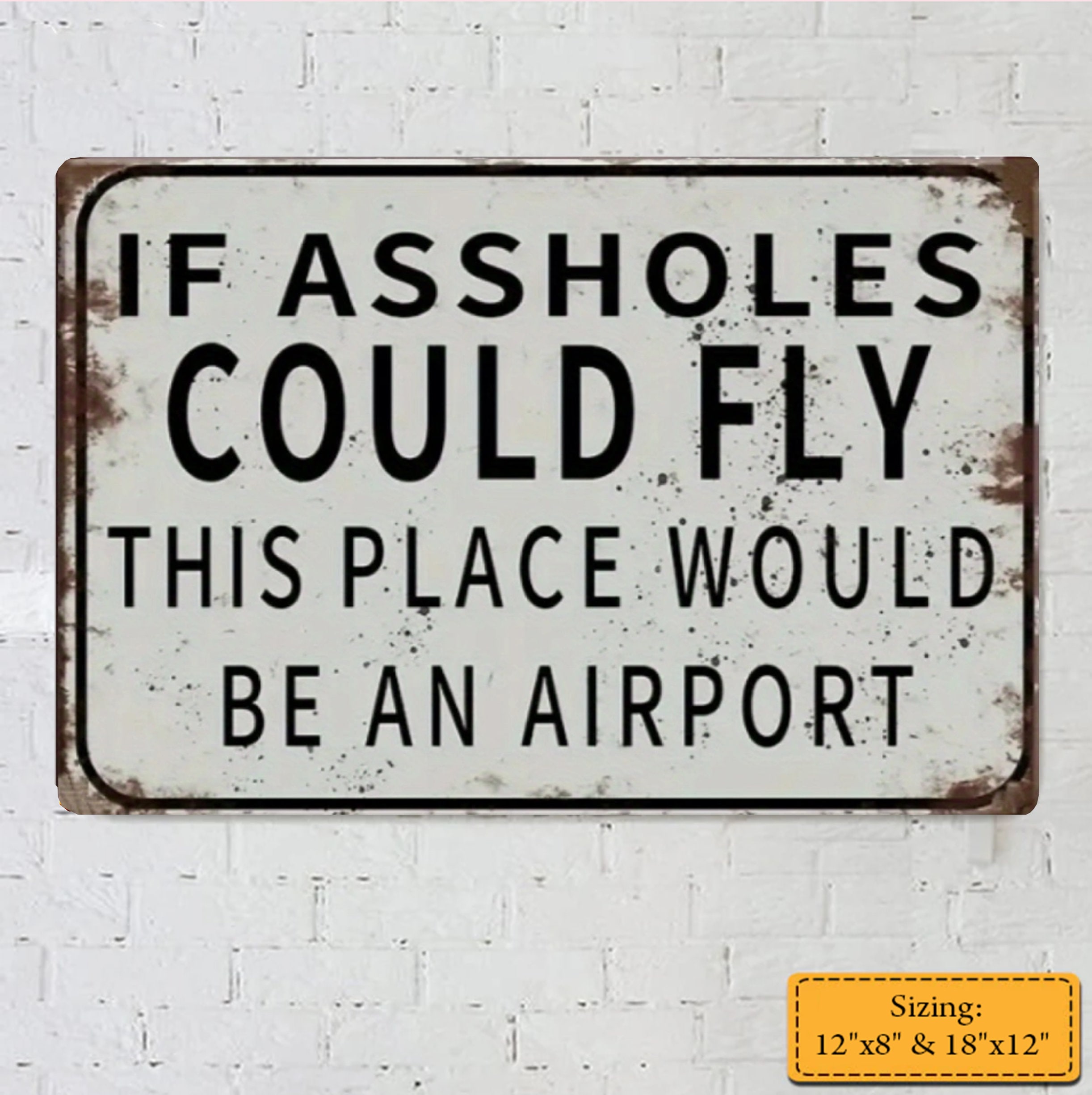 CakJuice Plaques for Men If Assholes could Fly This Place would be an Airport Metal Sign Gifts Under 15 Dollars for Men Bar Tin Sign (dimensioni: 30 x 40 cm