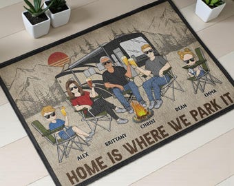 Gepersonaliseerde deurmat camper, aangepaste naam vloerkleed voor camper, campingdeurmat cadeau
