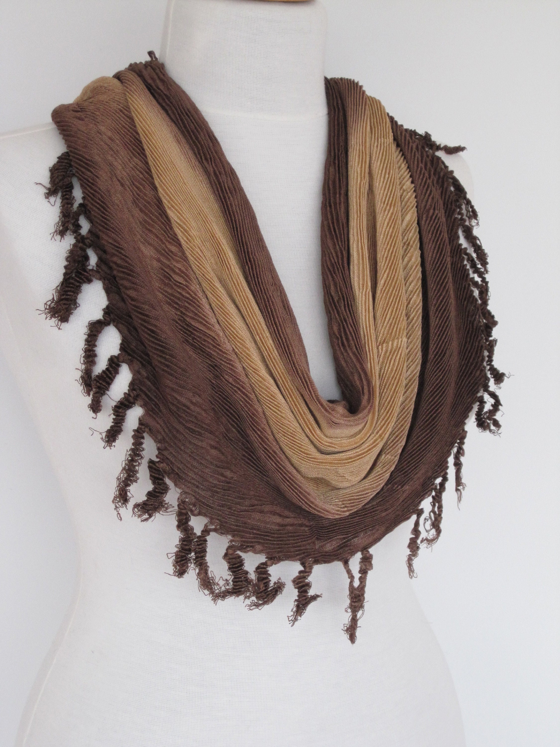 Brown Pleated Triangle Scarf Feminine Scarf Ladylike Unique | Etsy