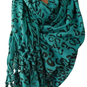 Braided Fringed Cotton Leopard Scarf / Gift For Her / Mother&#39;s Day Gift