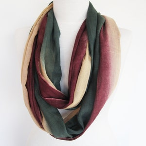 Green / Bordeaux / Cream Striped Regular Cotton Scarf, All Seasons Unisex Scarf, Fashion
