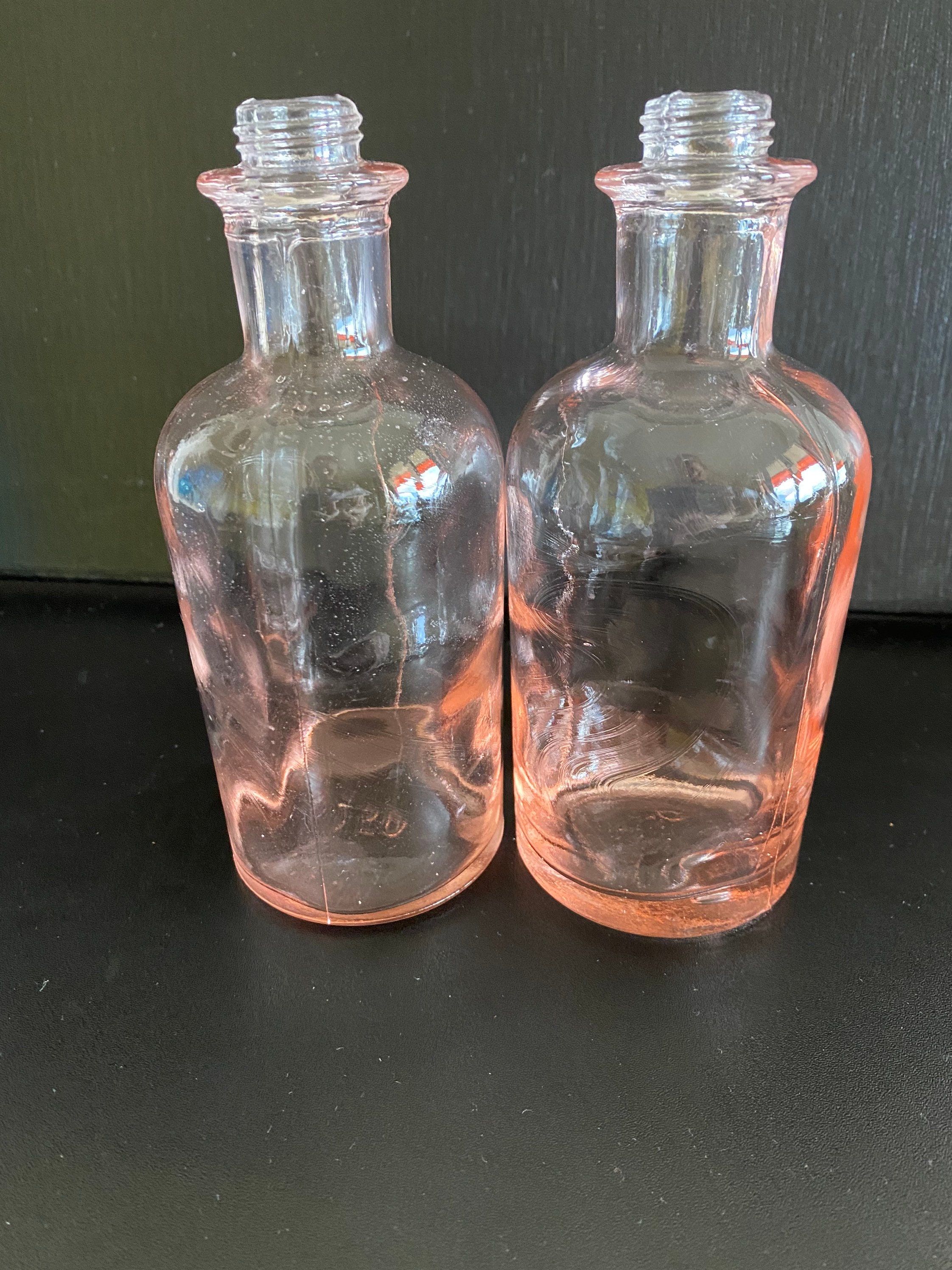 Vintage Pink Glass Bottle Pink Glass Bottle Pink Potion Etsy Australia