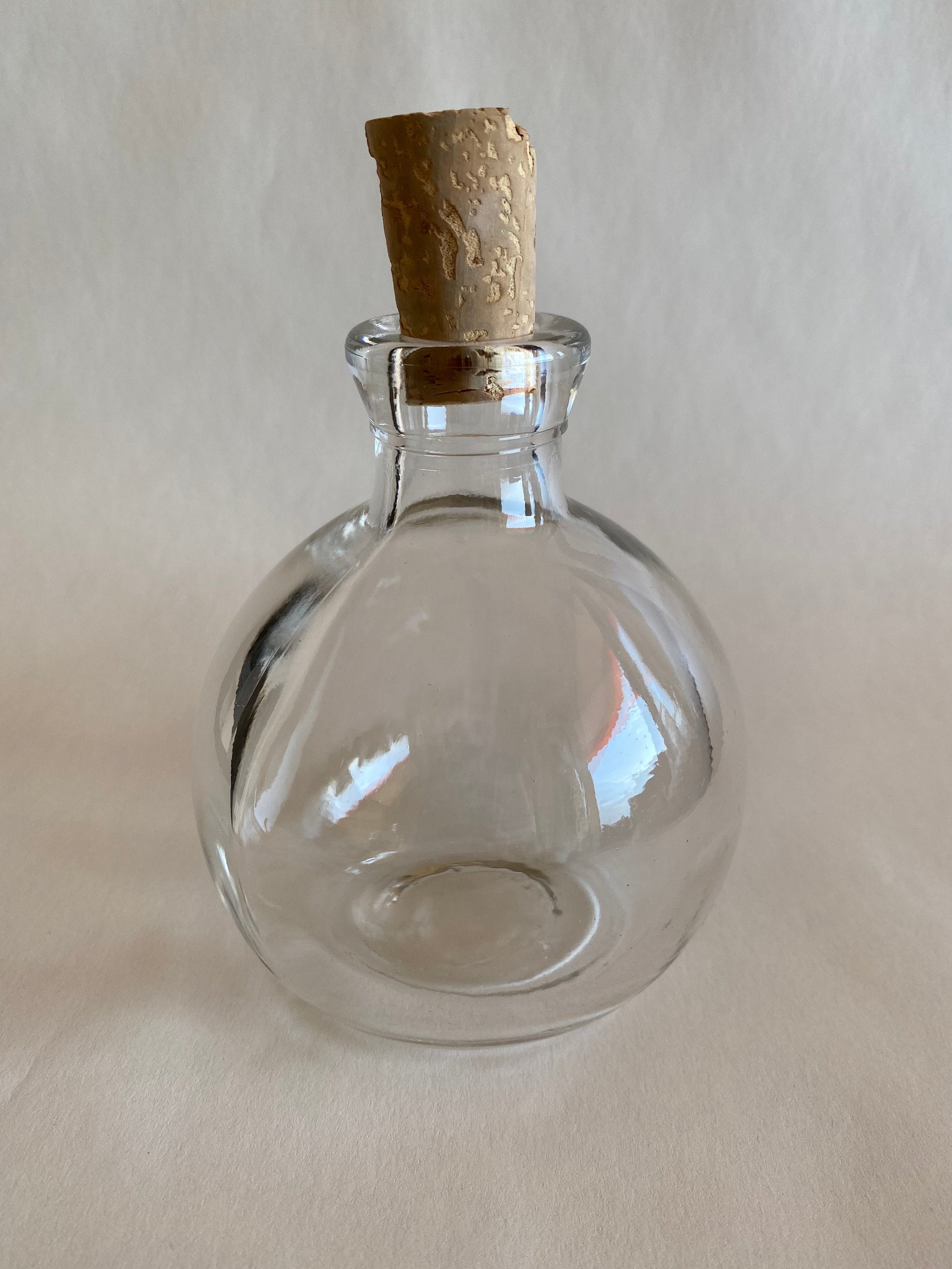 Glass Bottle Round Glass Bottle Apothecary Bottle Potion Etsy