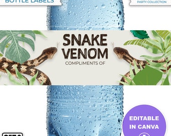 DIY Water Bottle Label Kids Party Editable Canva Template DIY Printable Kids Jungle Party Decor Bottle Label Personalize in Canva Edit Name