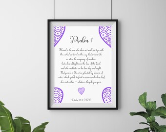 Psalm 1, Printable Wall Art, Aesthetic Bible Verse Wall Art, Minimalist Scripture Print, Christian Wall Art, Blessed Is The One, Psalms