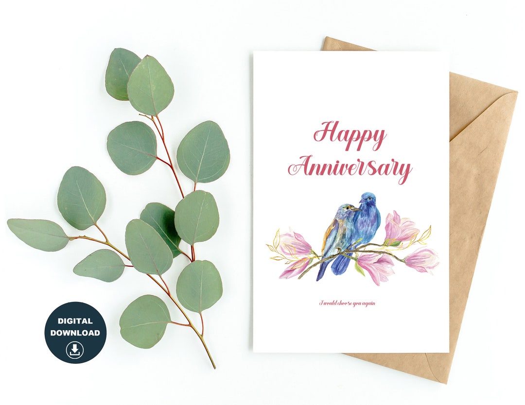 Printable Anniversary Card Instant Download Happy Anniversary Print at ...