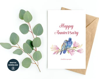 Printable Anniversary Card Instant Download Happy Anniversary Print At Home Greeting Card for Wife Instant Printable Card for Him