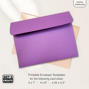 Printable Envelopes Bundle: 3 Sizes, Instant Download, Print on 8.5x11 Paper, Greeting Cards DIY, For 5x7in, 4x6in, and 4.25x5.5in Cards