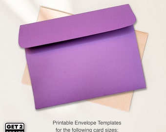 Printable Envelopes Bundle: 3 Sizes, Instant Download, Print on 8.5x11 Paper, Greeting Cards DIY, For 5x7in, 4x6in, and 4.25x5.5in Cards