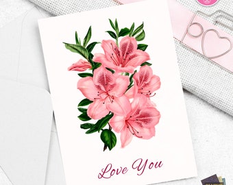 Love You Printable Greeting Card - Printable Greetings -  Instant Download Card - Print at Home 5x7in Card