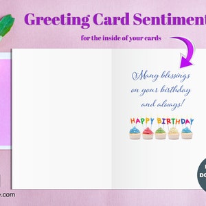 Birthday Sentiments for Cards - Set of 10, Printable Birthday Sentiments, Instant Download, Word Art, Inside of a Card, Birthday Wishes