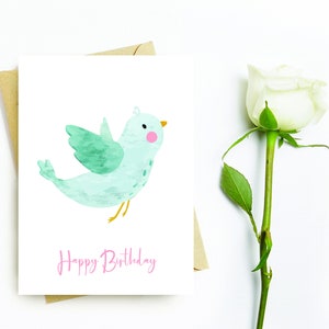 Birthday Card, Boyfriend, Girlfriend, Husband, Wife, Card for Her, Card for Him, Instant Download Printable Birthday Card, Blue Bird, Birds