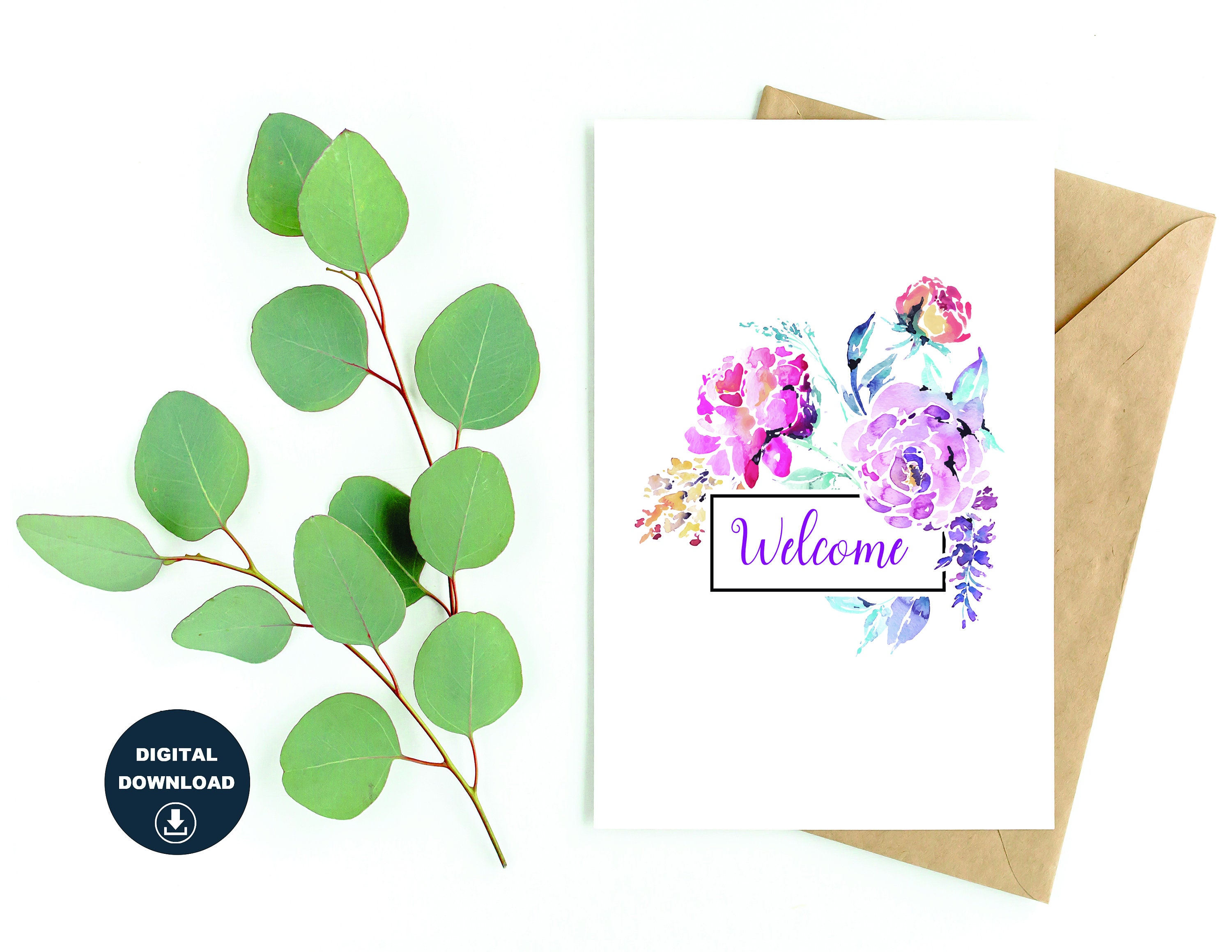 Welcome Card 8.5in X 11in Printable Cards Instant Download - Etsy