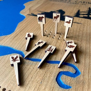 Wildlife Cribbage Pegs, Custom Sets, Animal Pegs, Family Fun Games, Unique Personalized Gifts