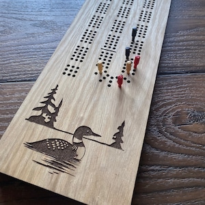 Loon Cribbage Board, Customizable, Personal Gifts, Family Game Night, Cabin Decor