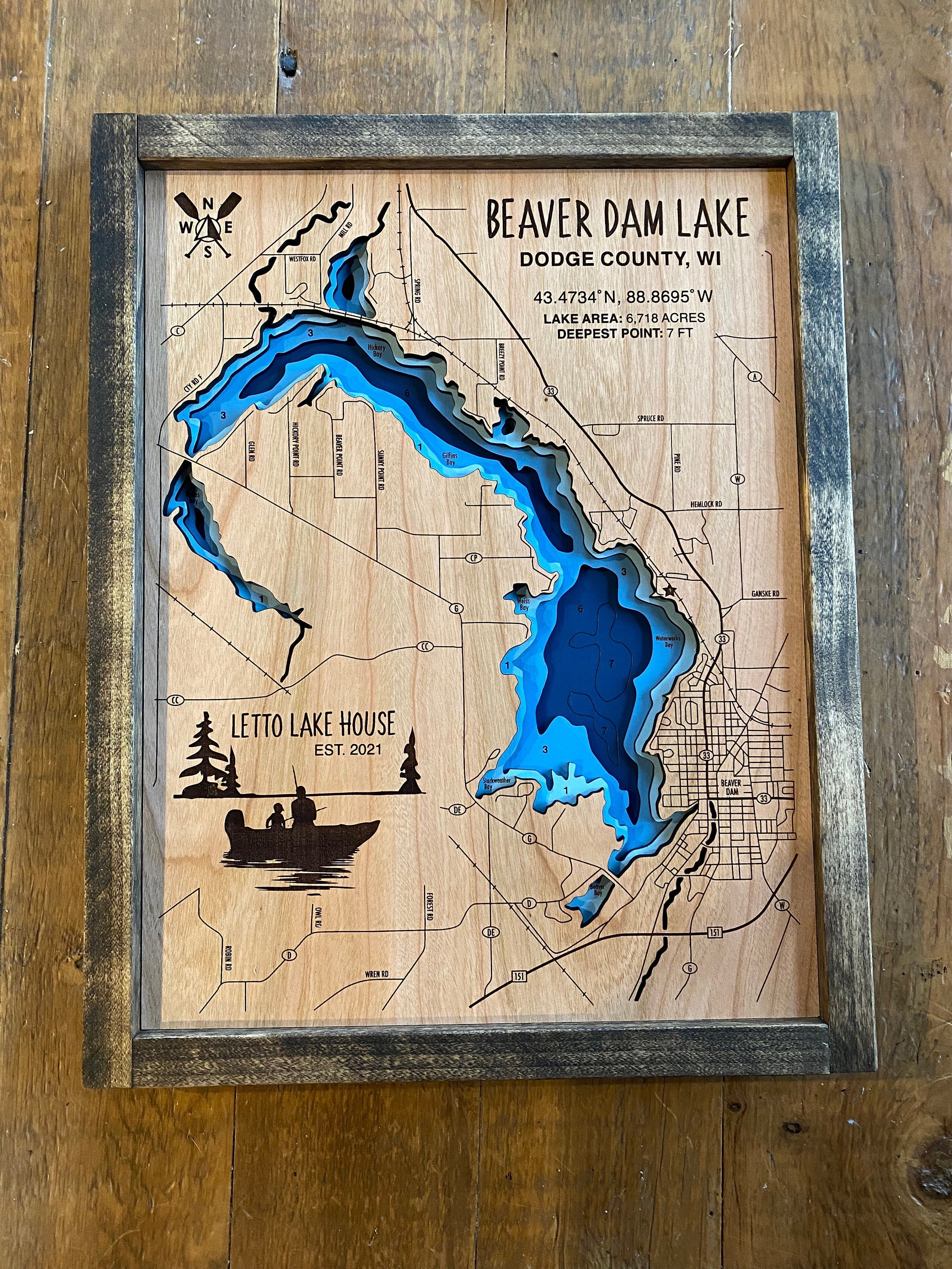 Custom 3D Lake Map Wall Art Custom Designs Any Lake Etsy