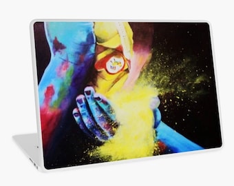 Colorful Hand Laptop Skin: Gloss Vinyl Decal by Shadi Arts