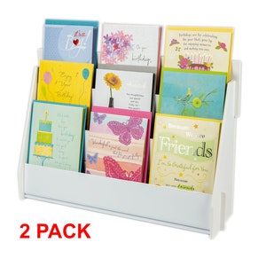 Carte de voeux moderne en plastique à 3 niveaux, carte postale, porte-revues, blanc.  Lot de 2 combos. Expédié à plat. Assemblage facile !