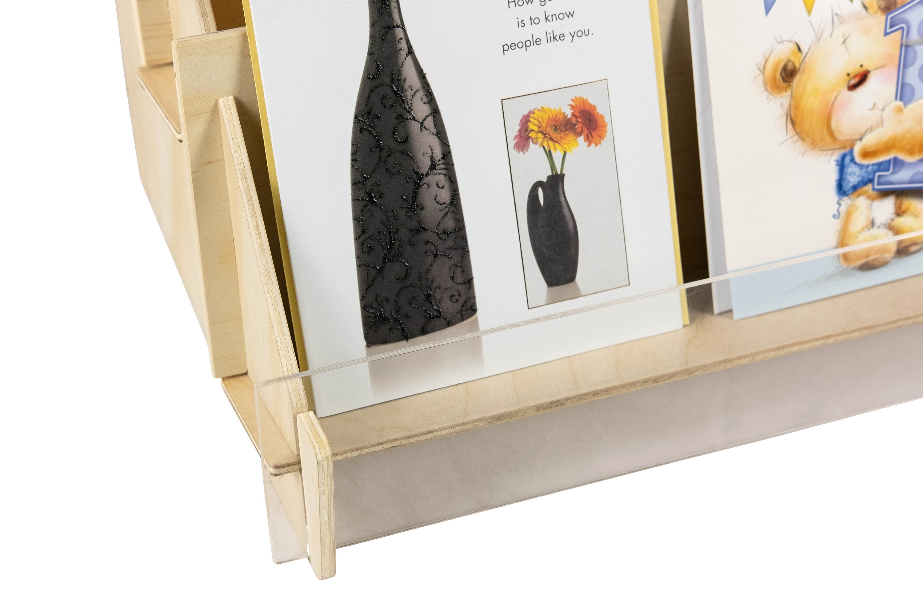 Card Display Stand Greeting Card Display Multifunctional Bamboo Acrylic Card Stand 4 Tier Card Display Holder Easy To Install