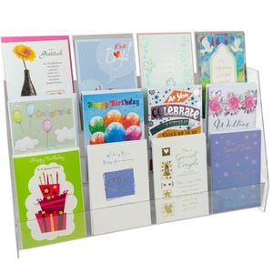 Présentoir pour cartes de voeux en acrylique transparent - Support à 3 niveaux pour les salons de vente au détail et d'artisanat