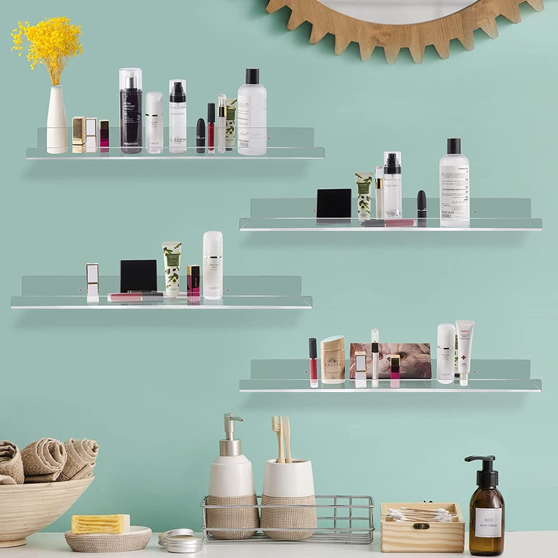 Floating Shelves Clear Acrylic Wall Shelves 4 Pack Invisible Etsy