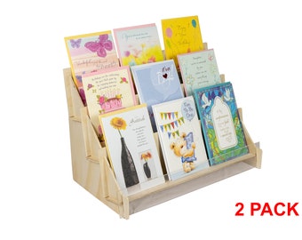 3-Tier Birch Ply Greeting Card Display Rack with Clear Acrylic Front.  2 Pack Combo.  Ships flat. Easy Assembly!