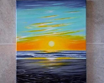 Coastal Beach Sunrise Canvas Print, Original Artwork, Coastal Art, JKing Collection