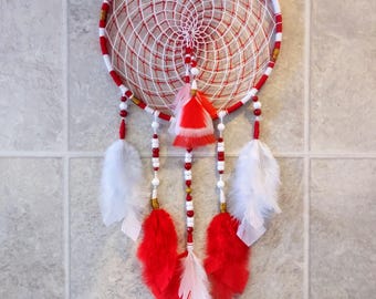 Chiefs Fan Dreamcatcher: Red & White Hanging Art (9.25 in)