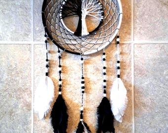 Tree of Life Dreamcatcher: Handmade 10 in. with Howlite & Lava Beads