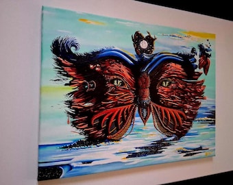 18 x 24 "Fractured Butterfly" Original Acrylic Painting, Wall Art, Published Artwork, Unique Gifts, Art & Collectables
