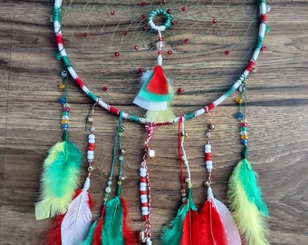 12.75 in. "Christmas Time" Dreamcatcher, Holiday Gifts, Home Decor, Unique Gifts, Art & Collectables