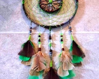 Mother Nature Dreamcatcher: Hand Braided Floss, Suncatcher Beads