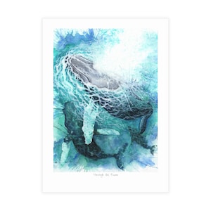 Lot de 10 - Lot de cartes postales aquarelles de baleines, 5 x 7, cartes postales vierges, cartes-cadeaux à encadrer, cartes postales océan avec enveloppes, cartes d'art de l'Alaska