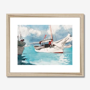 Framed Print - Fishing Boats, Key West (1903) by Winslow Homer - 11 " x 14 " frame size - giclee prints