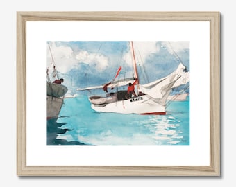 Framed Print - Fishing Boats, Key West (1903) by Winslow Homer - 11 " x 14 " frame size - giclee prints