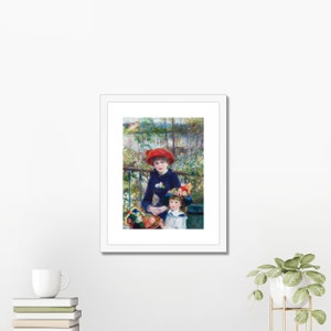 Two Sisters (On the Terrace) by Pierre-Auguste Renoir | Classic French Impressionist | Vintage Wall Art- Framed 11 " x 14 " - giclee prints