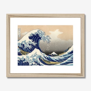 The Great Wave at Kanagawa" - Fine Art Print by Katsushika Hokusai | Iconic Japanese Wall Art - Framed 11 " x 14 " - giclee prints